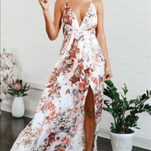 Floral Satin Maxi Dress size M